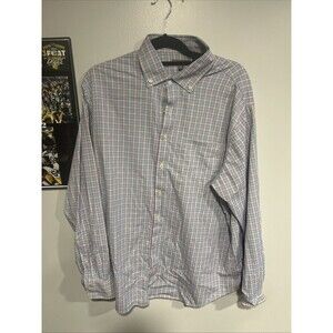 Peter Millar Shirt Mens XL Blue Pink Plaid Summer Comfort Stretch Button Up